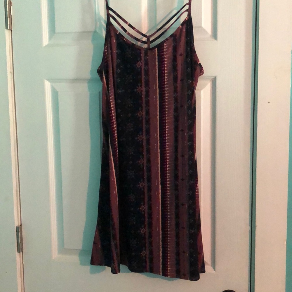 Maroon and navy pattered sun dress